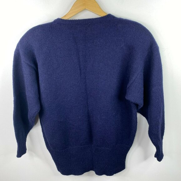 Vintage Sweater Mister Leonard Womens Large Navy Blue Applique Beaded Pullover - Picture 4 of 4